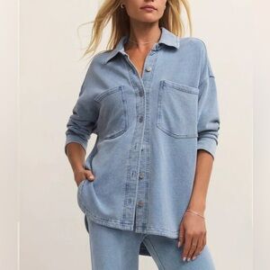 Z SUPPLY ALL DAY COTTON KNIT DENIM BUTTON-UP JACKET SZ.M